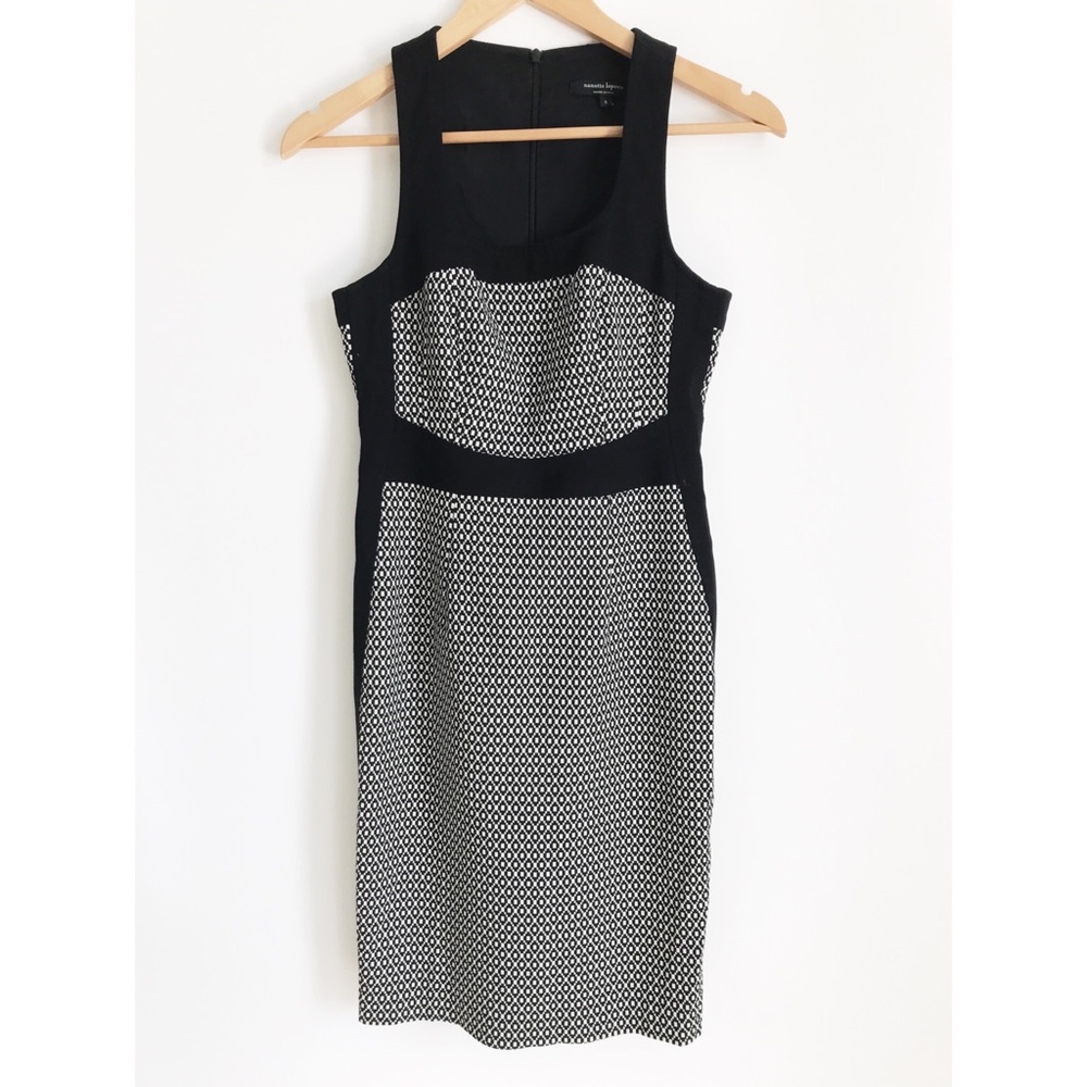 NANETTE LAPORE Sleeveless Black White Geometric Stitch Pattern Dress - Picture 1 of 7